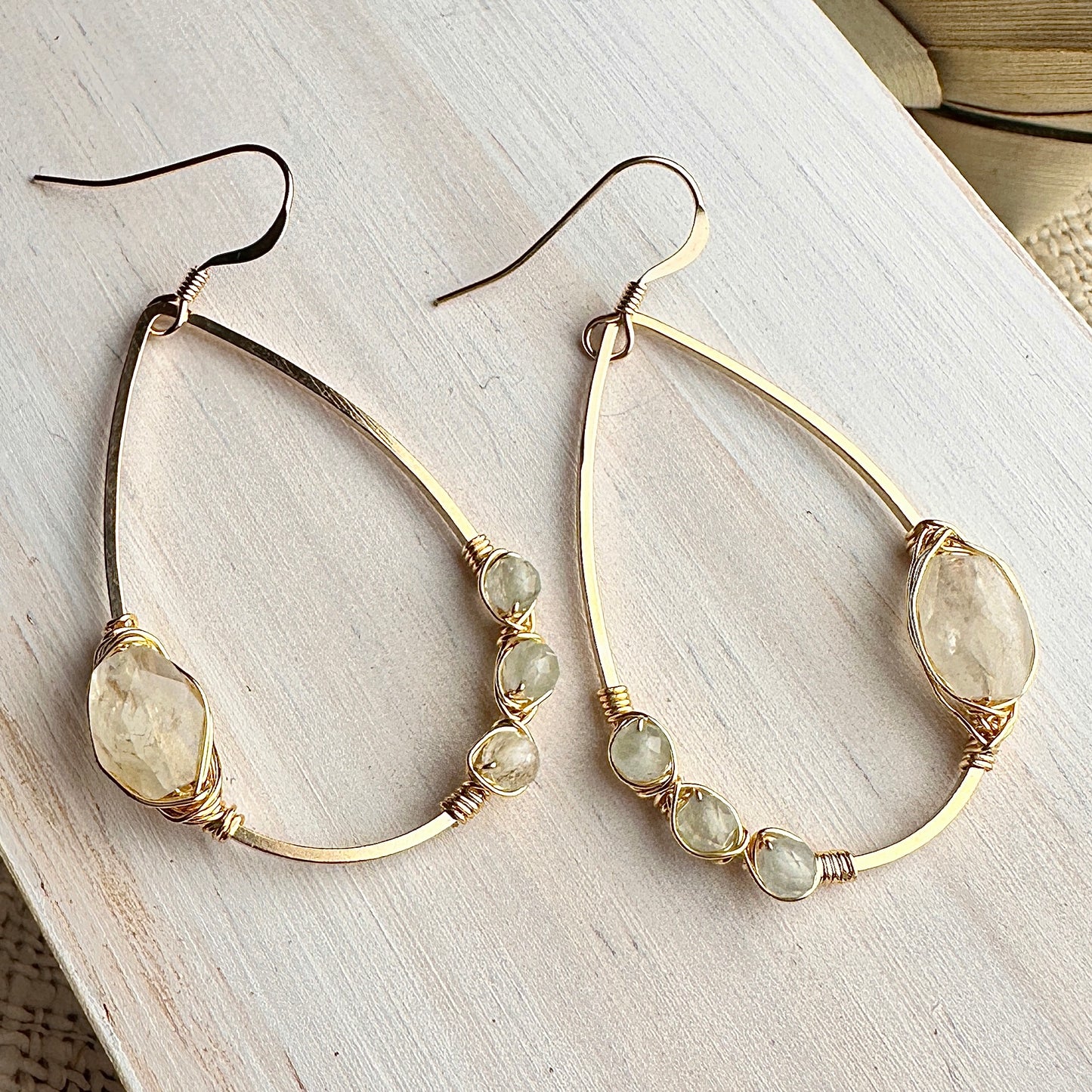 2" Moonstone & Aquamarine Earrings