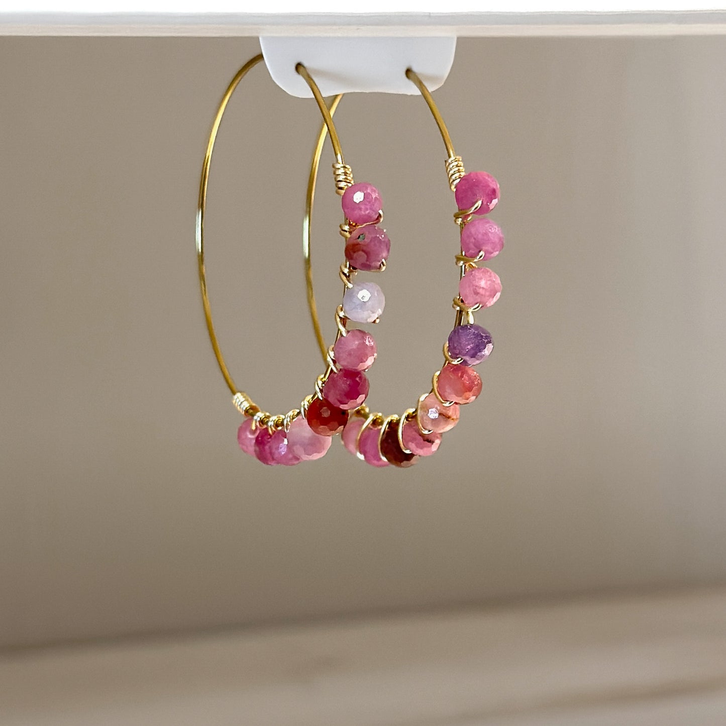 Easy Hoops with Faceted Ruby Gemstones