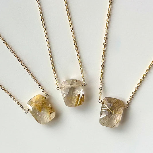 Single Pendant Faceted Rutile Quartz Necklace