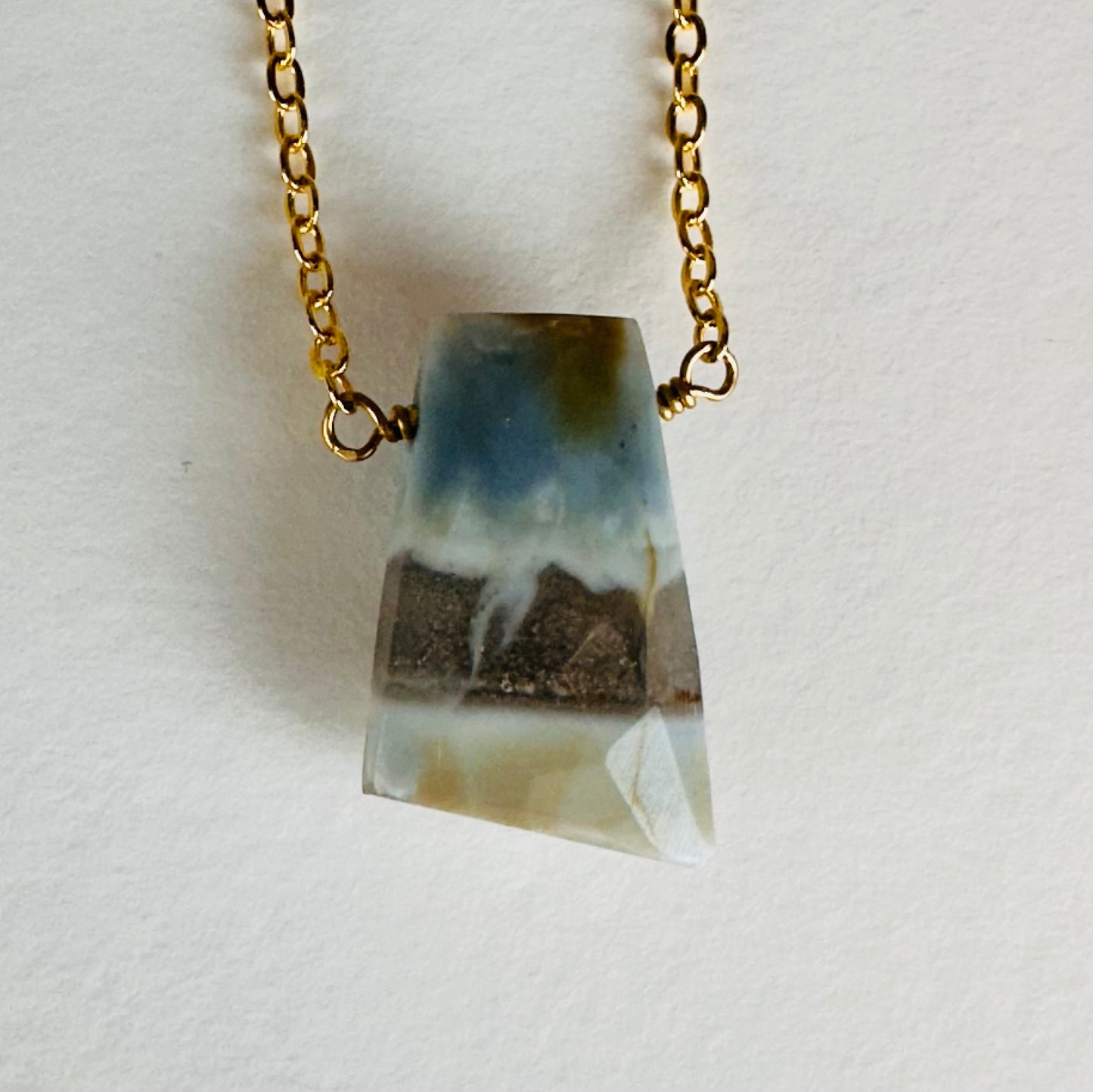 Rare Blue-Green Boulder Opal Necklace