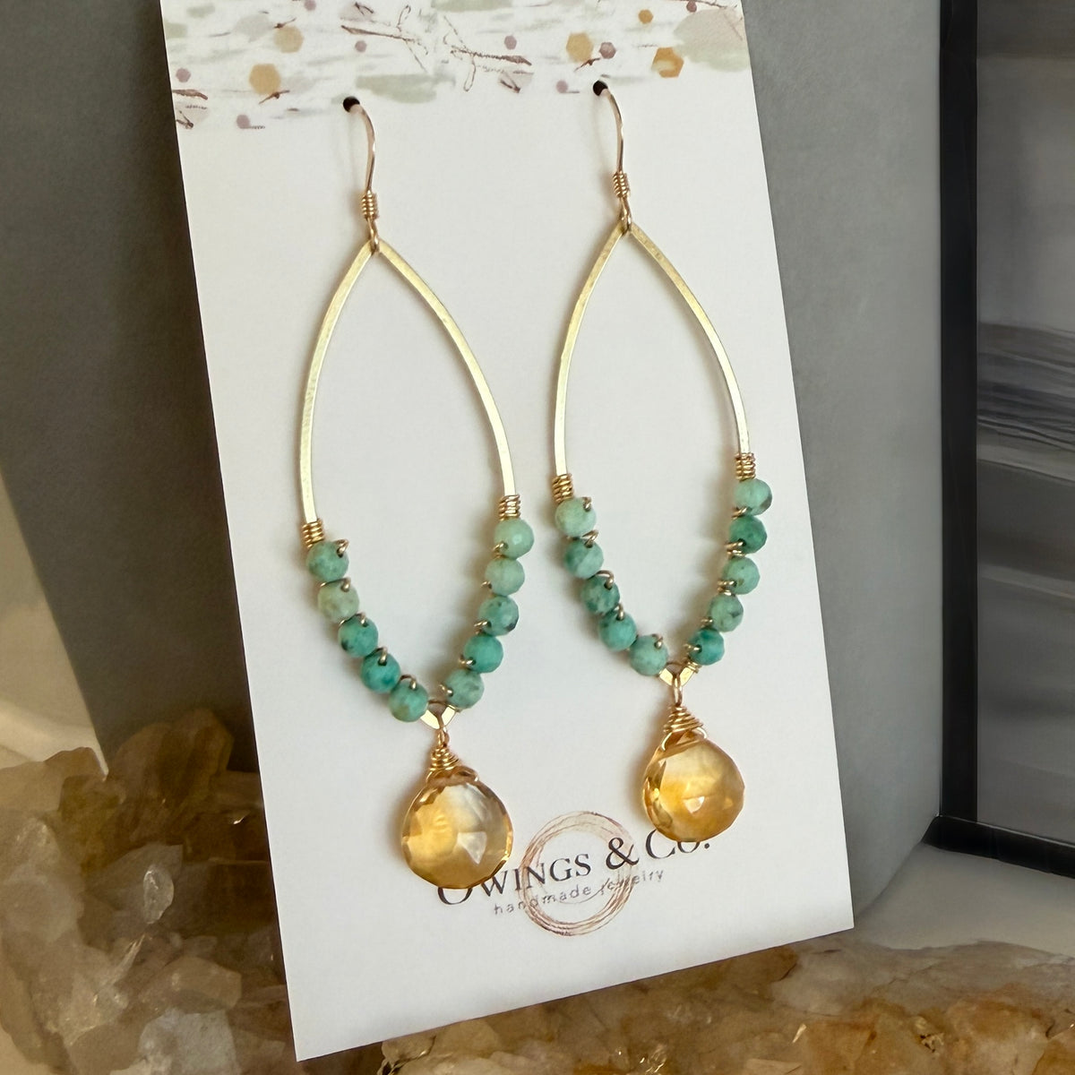Citrine and Peruvian Turquoise Earrings