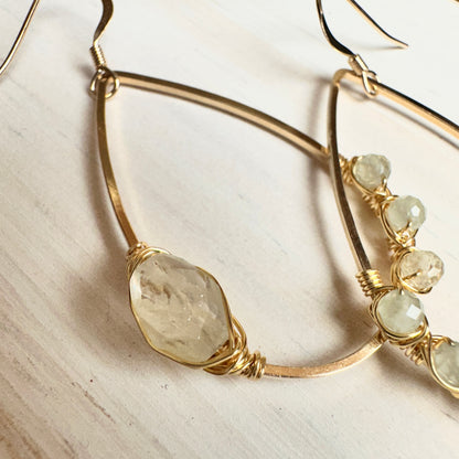 Rainbow Moonstone & Aquamarine Earrings 2"