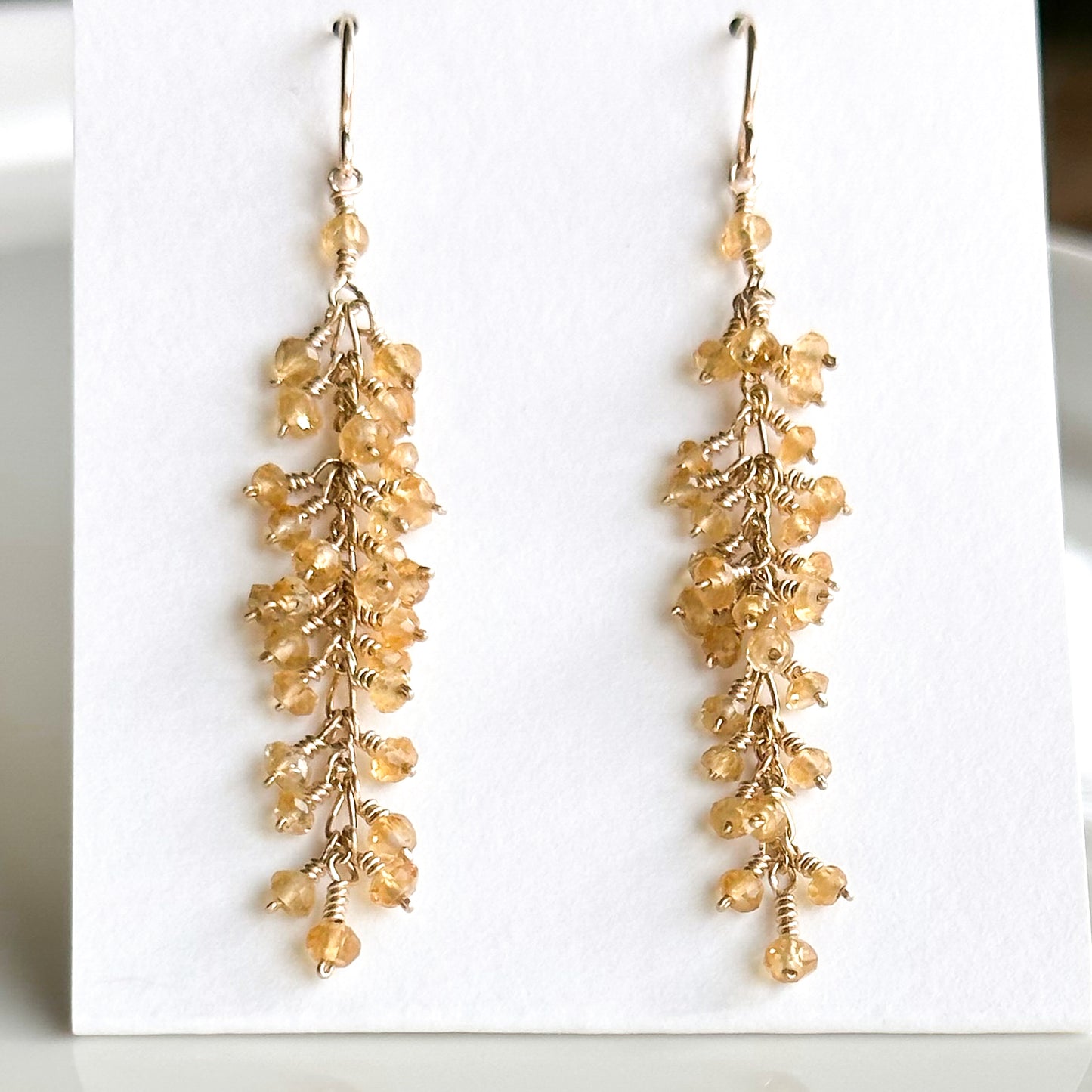 Citrine Stone 2" Drop Earrings