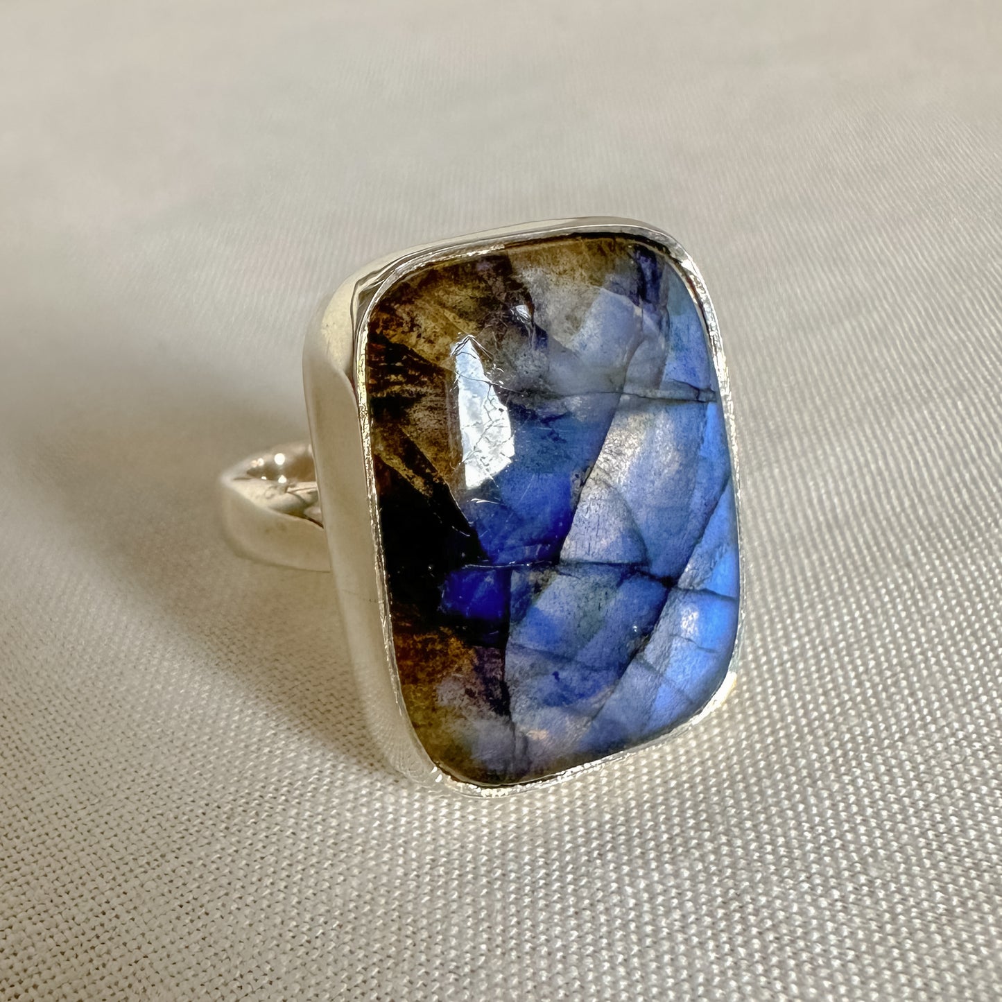 Labradorite Sterling Silver Adjustable Ring Size 6-7 (r53)