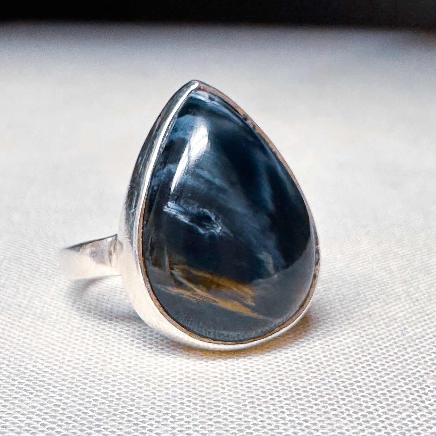 Pietersite Adjustable Sterling Silver Ring Size 3-4 (r44)