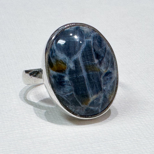 Pietersite Adjustable Sterling Silver Ring Size 4-5 (r46)