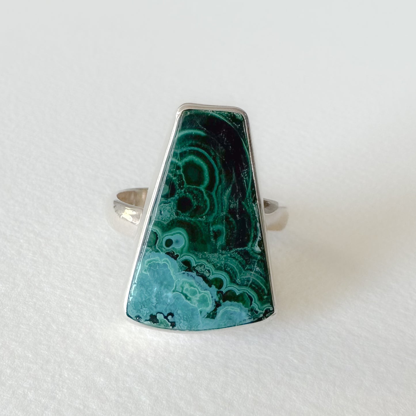 Malachite Adjustable Sterling Silver Ring Size 9-11 (r12)