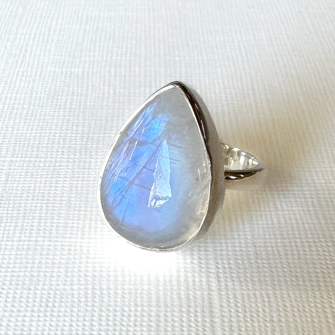 Moonstone Adjustable Sterling Silver Ring Size 5-7 (r15)