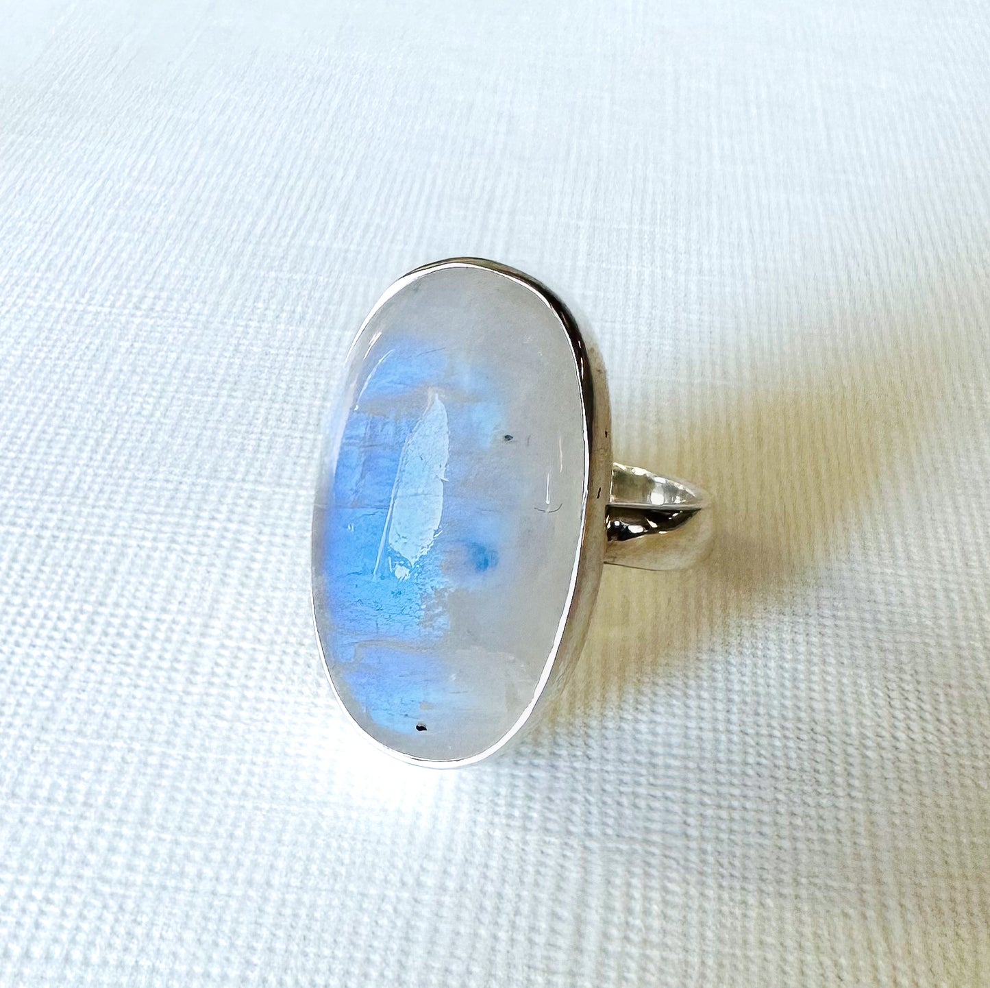 Moonstone Adjustable Sterling Silver Ring Size 5-7 (r18)