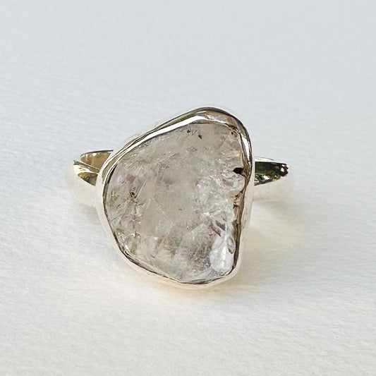 Herkimer Diamond Adjustable Sterling Silver Ring Size 9-10 (r28)