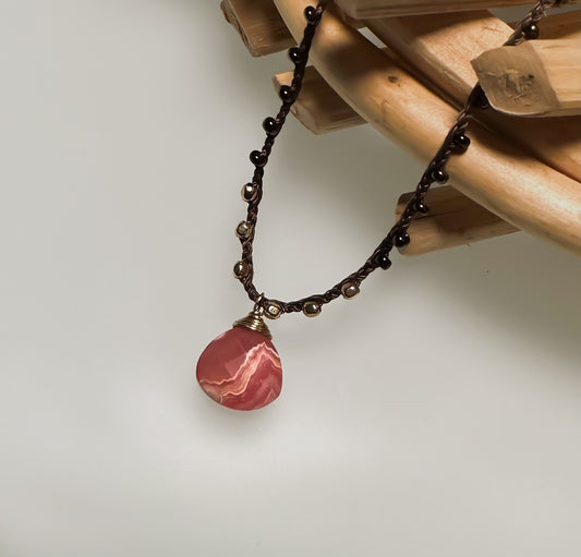 Rhodochrosite Adjustable Cord Necklace