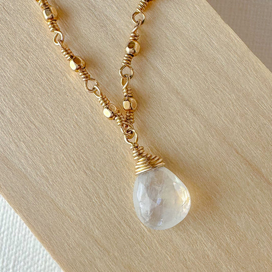 Rainbow Moonstone Single Pendant Necklace