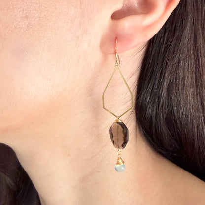 Smokey Quartz and Blue Chalcedony Earrings