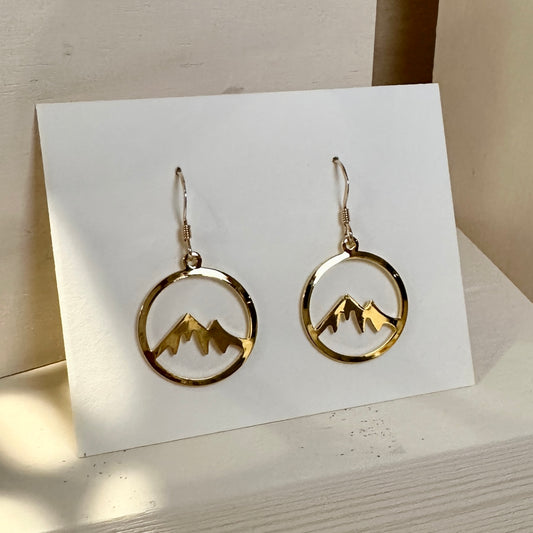 14k Gold Mountain Earrings 1-1/4" Long