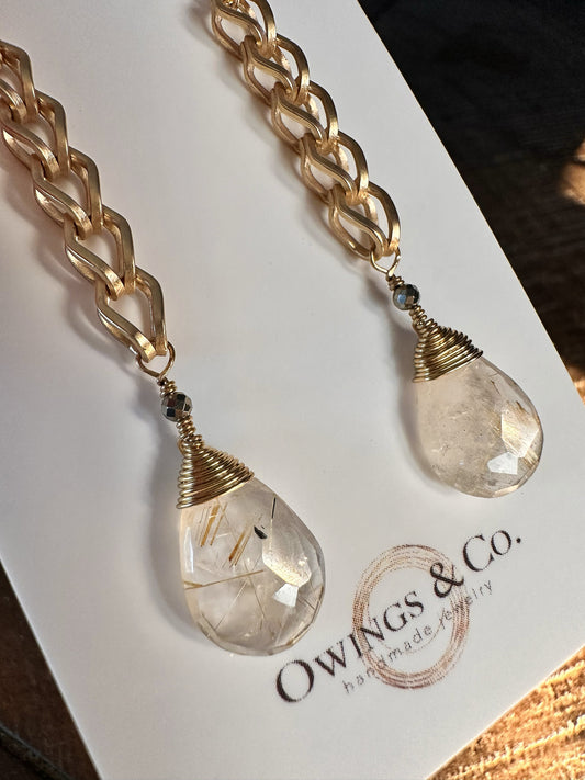 Golden Hour Rutile Quartz Earrings