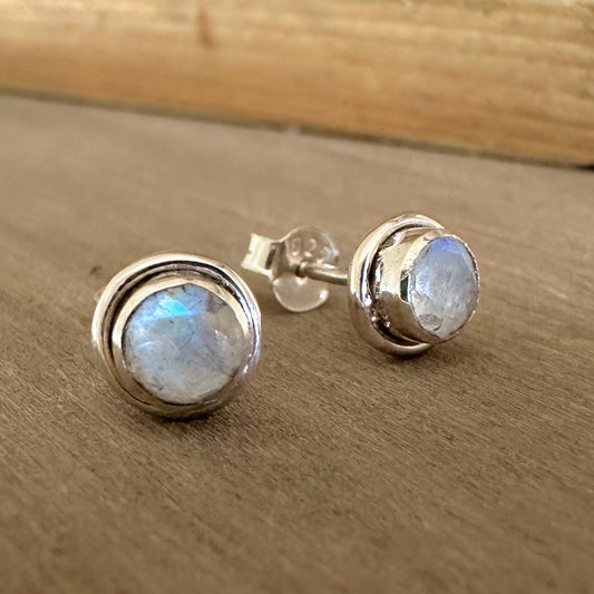 Labradorite Sterling Silver Stud Earrings