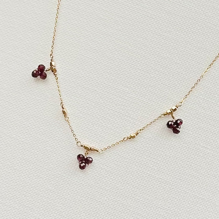 Petite Garnet Stone Cluster Necklace